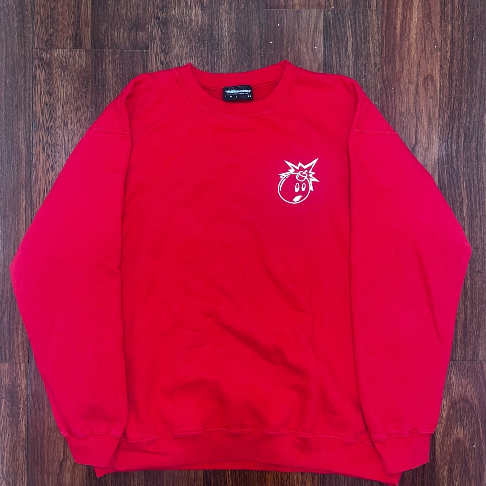 Red and White The Hundreds Crewneck Sweatshirt.